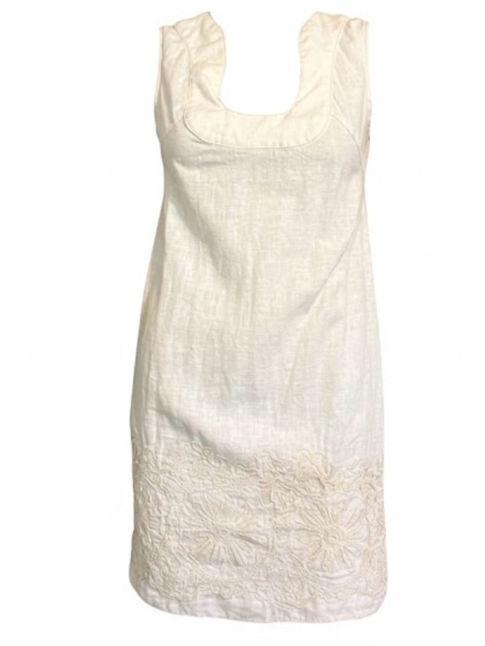 M.S.S.P. Max Studio Linen Blend Embroidered Hem Dress XS